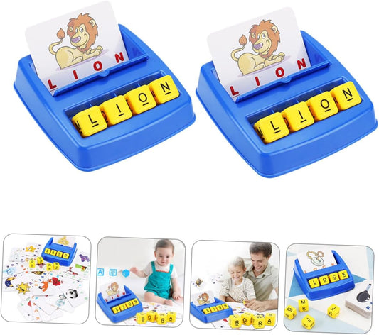 Alphabet Machine Flash Cards for Kids Baby Flash Cards Kids Educational Toys Teaches Word Recognition Sight Words Spelling Game Matching Letter Flash Cards Fun Game Toy Blue 2 Sets