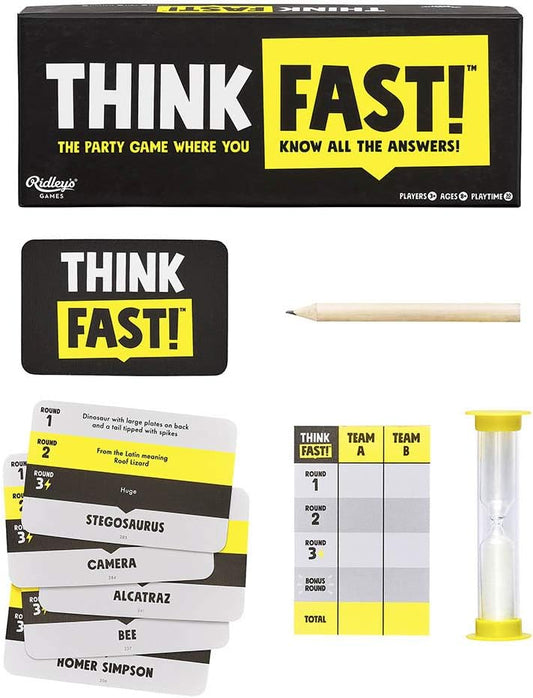 Ridley’s Think Fast! Group Party Game – Fast-Paced, Easy to Play Party Games – Fun for All Ages – Random Trivia Game for Adults and Kids