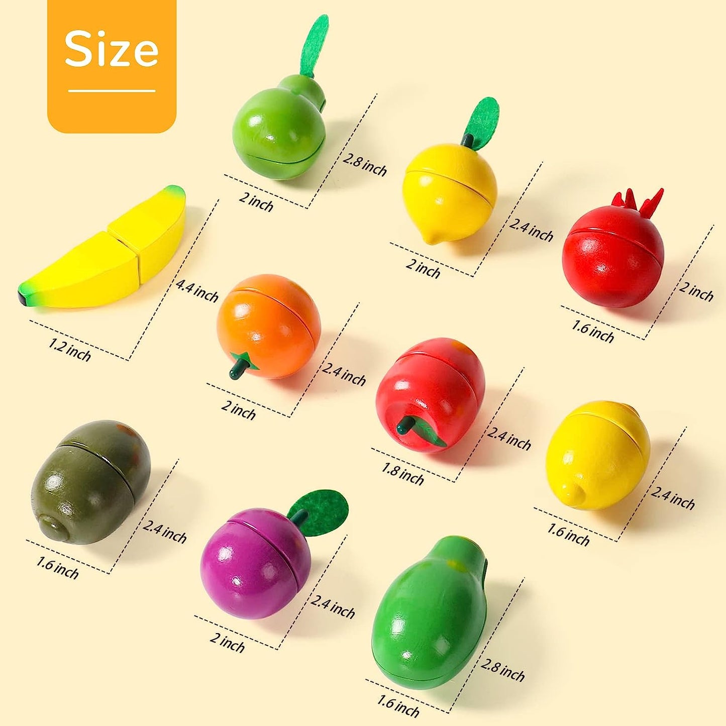 Wooden Play Food Sets for Toddlers Kitchen Accessories Cutting Toys for 2 Year Old Kids Pretend Play Fake Fruit Vegetable Birthday Gifts for 3 4 Years Girls Boys