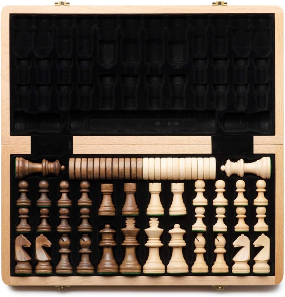 Chess Set Wooden Chess Game Backgammon Checkers Indoor Travel Chess Wooden Foldable Chess Pieces (Color : D)