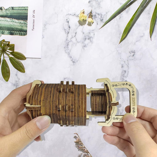 Wooden 3D Puzzles for Children's Handmade DIY Toys, Wooden Mechanical Password Locks, Valentine's Day Gifts