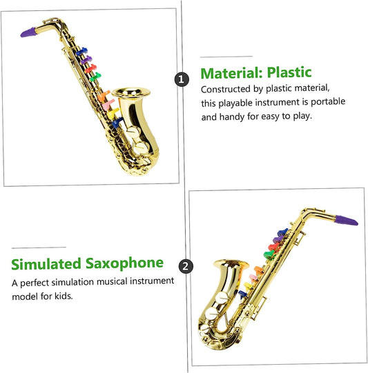Sax Toy Plastic Playes Kids' Musical Instruments Miniatures Musical Toy Music Equipment Simulated Saxophone Golden Musical Instrument for Kids Children Sax Toy Kids Musical Toy