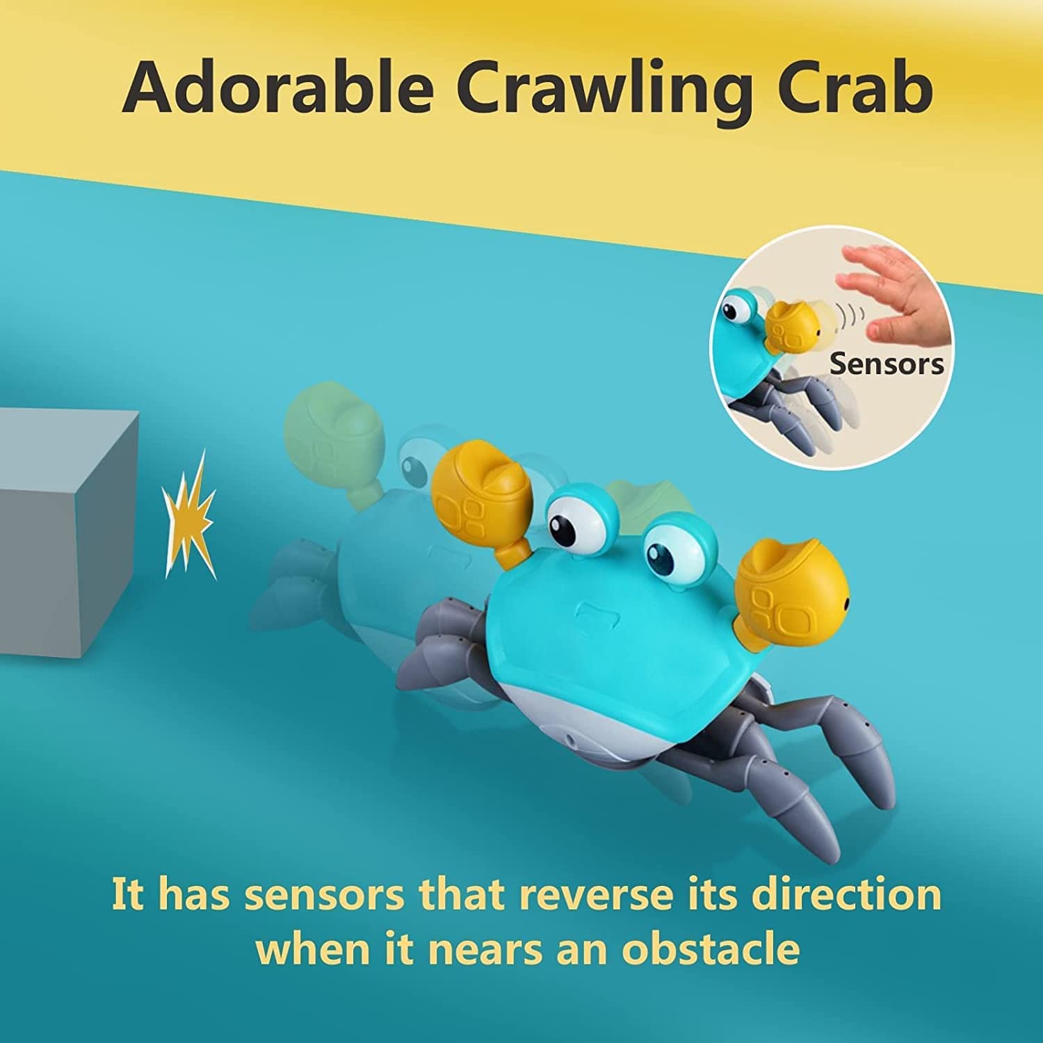 Baby Toys Infant Crawling Crab: Tummy Time Toy Gifts 3 4 5 6 7 8 9 10 11 12 Babies Boy Girl 3-6 6-12 Learning Crawl 9-12 12-18 Walking Toddler 36 Months Old Music Development Interactive Birthday Gift