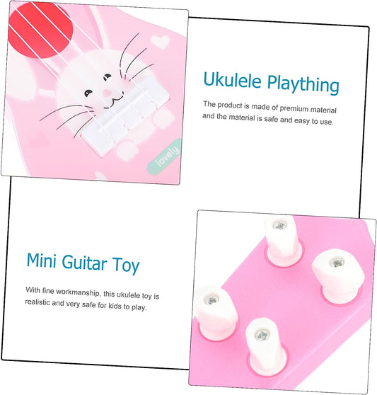 Children's Toy Guitar Bunny Toys for Kids Ukulele Mini Guitar Simulation Musical Instrument Playing Plastic Instrument Kids Ukulele Toy Abs Cartoon Hawaii Plastic Playes