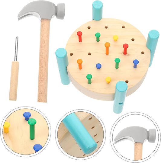 1 Set Simulation Tapping Game Kids Chainsaw Wooden Toddler Toys Wooden Playset Early Educational Toys Kids Hammering Toy Wooden Toys Wood Kids Wooden Nailing Table Toy