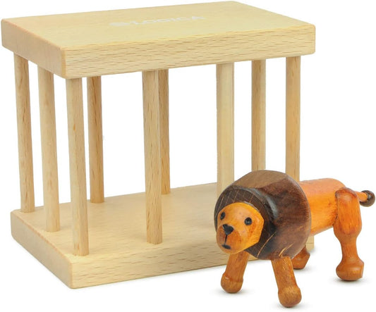 Logica Puzzles Art. Lion in Cage - Brain Teaser in Wood - Difficulty 4/6 Extreme
