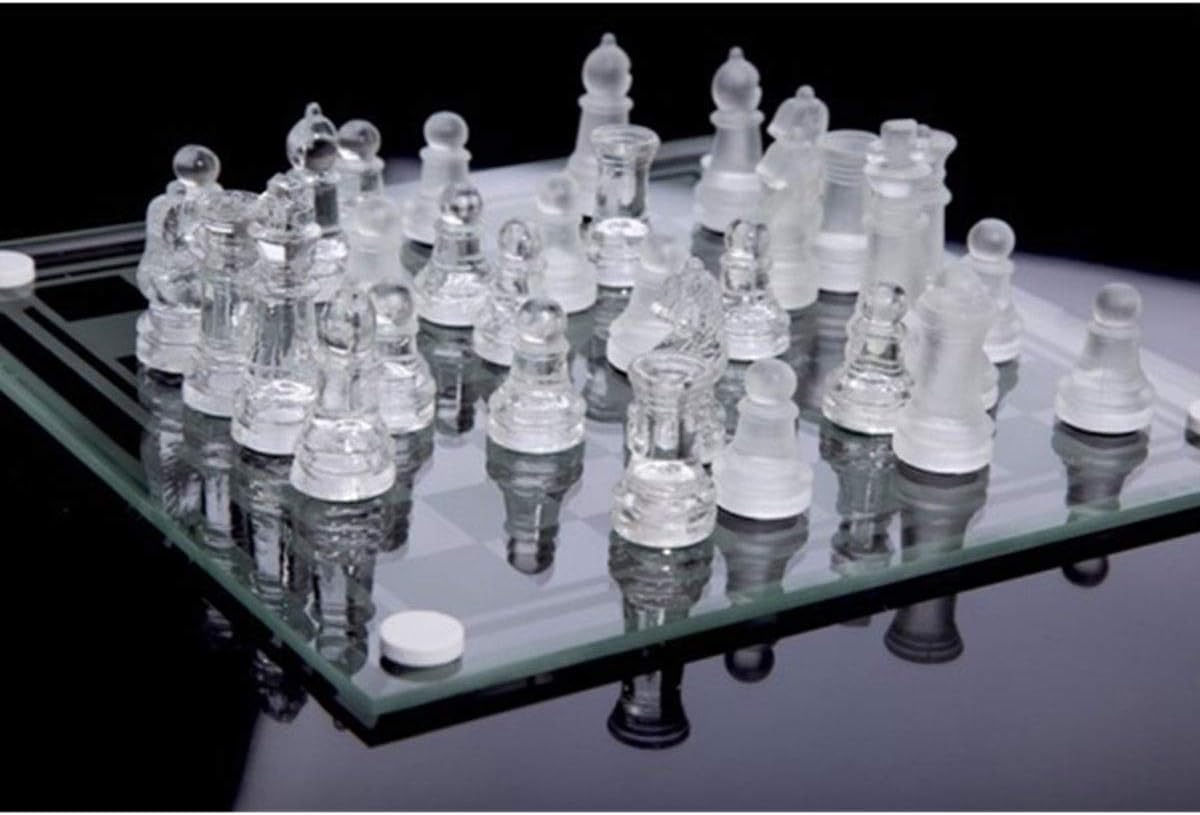 Glass Chess Elegant International Chess Game Medium Wrestling Packaging International Chess Set Glass Board Chess Game (Size : 20 * 20cm)