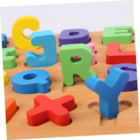 26 Kids Educational Toys Building Blocks for Kids Kidcraft Playset Blocks Matching Game Alphabet Chunky Puzzles Jigsaw Toy Wooden Letters Puzzle Board Mosaic Board Child