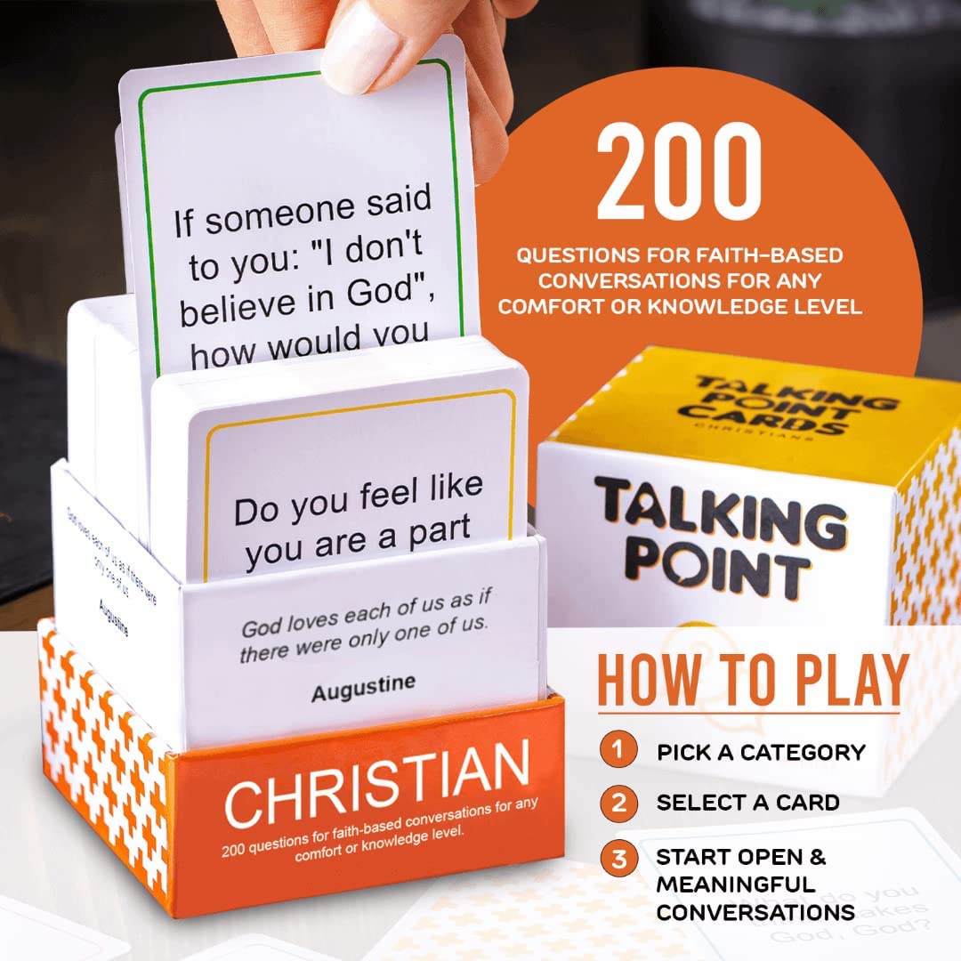 200 Christian Question Cards for Inspirational Conversations - Explore Your Faith and Have Fun on Family Game Night, Bible Study or Youth Groups - Perfect Couples Religious Gifts for Women or Men