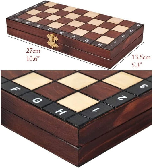 Chess Set 10in Chess Board Game Wooden Chess Set,Portable Folding Chessboard Solid Wood Handmade Chess Pieces International Chess