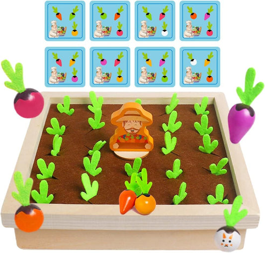 Toys for Toddlers 3 4 5 Years Old Boys Girls Baby, Wooden Toy Carrot Harvest Game, Educational Toys Shape Sorting Matching Puzzle, Memory Game Radishes Fine Motor Skill Gifts for Kids 3-5