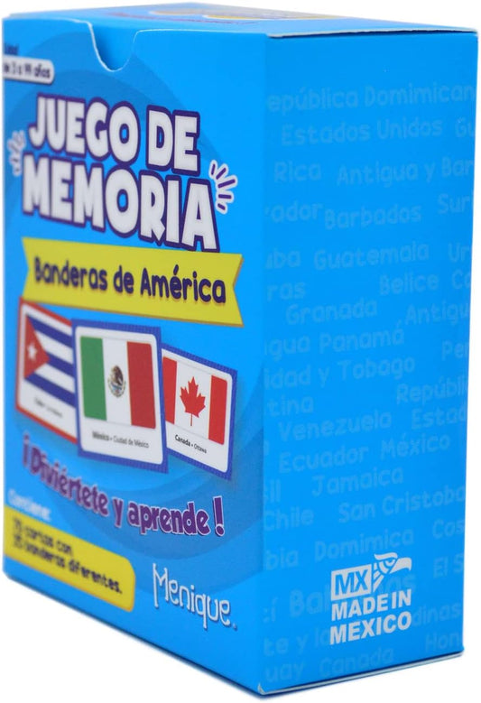 Flags of The Americas, Memory Matching Game in Spanish, for Kids and Adults, 70 Tiles. Juego de Memoria de Banderas de America