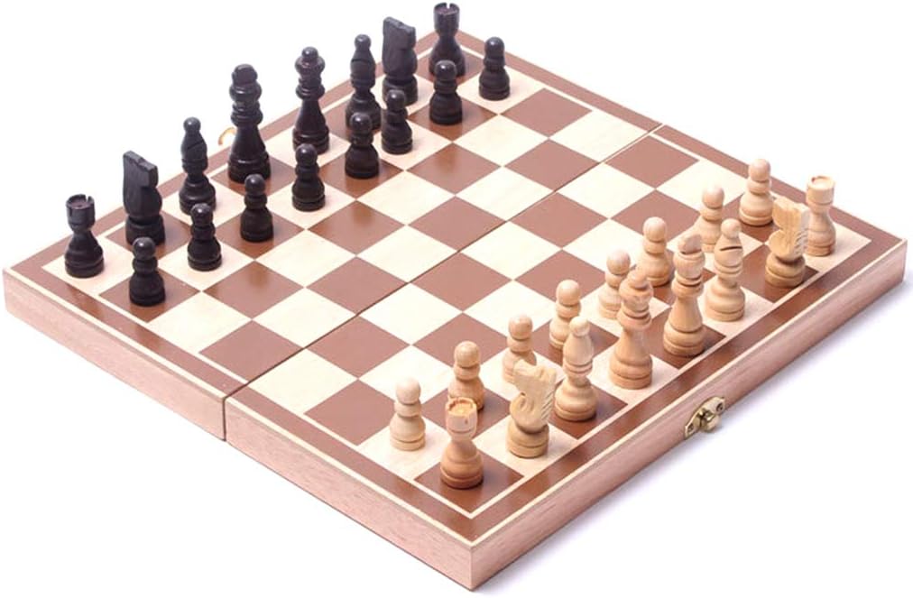 Wooden Chess Board Games for Kids and Adults Portable Folding Travel International Chess for Social and Family Bonding