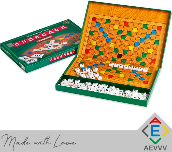 Word Maker Board Game Set in Russian Language Mini Size Codewords Crossword Adults Playing