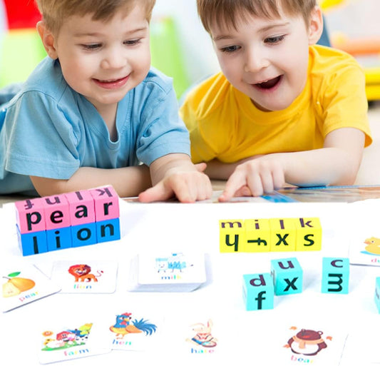 2 PCS Crossword Puzzle, 2023 New Matching Letter Game, Wooden Blocks Spelling Game, Premium Wooden Alphabet Flash Cards Matching Sight Words Letters Recognition Games for Kids Ages 3-5 Kids
