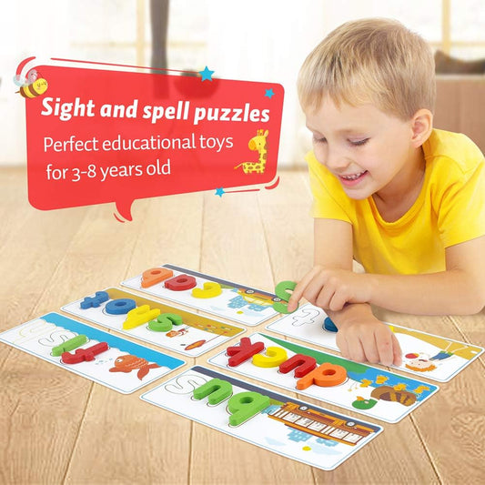 See & Spell Learning Educational Toys and Gift for 2 3 4 5 6 Years Old Boys and Girls - 80Pcs of CVC Word Builders, Alphabet Colors Recognition Game for Preschool Kindergarten Kids