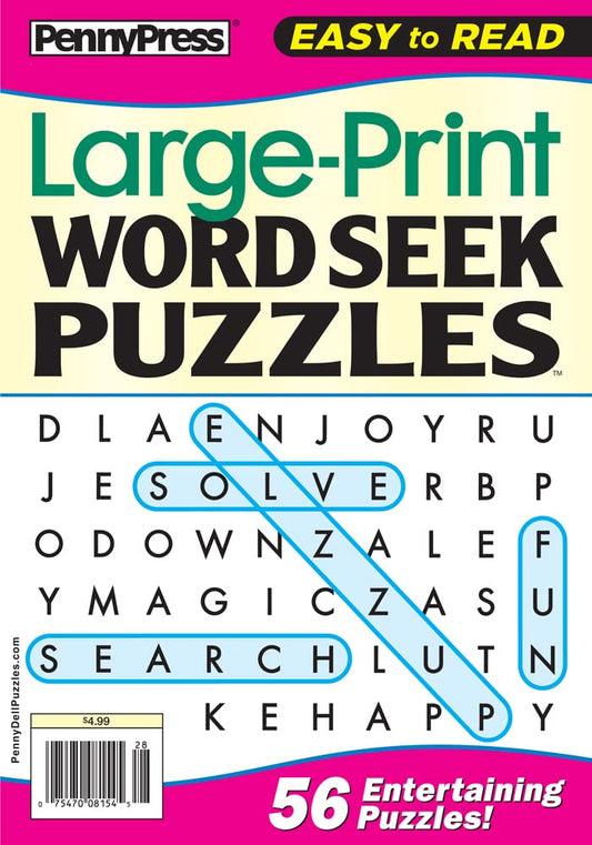 Large Print Word Seek / Word Search Puzzles for All Ages – 8 Pack