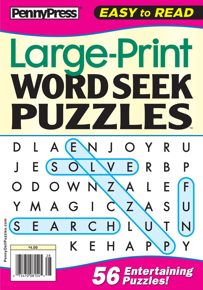 Large Print Word Seek / Word Search Puzzles for All Ages – 8 Pack