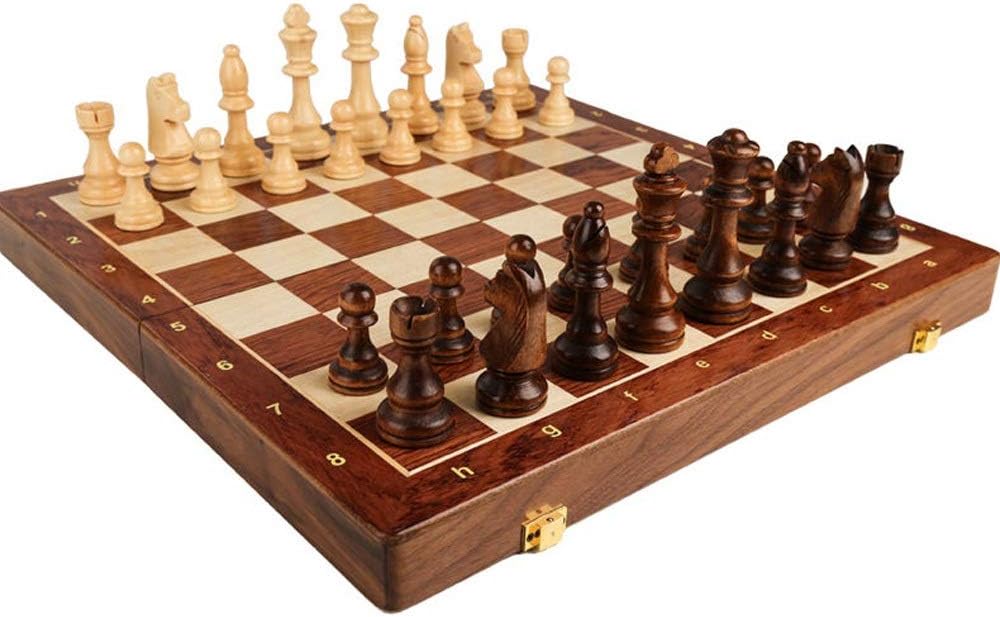 Chess Set Wooden Chess Game Backgammon Checkers Indoor Travel Chess Wooden Folding Chessboard Ches Pieces Chessman (Size : 39 * 39 * 2.5cm)