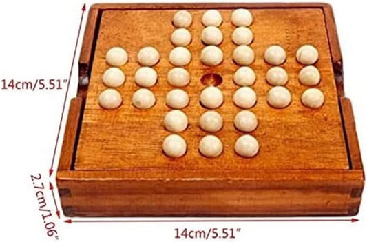 Chess Set Chess Board Classic Wooden Solitaire Board Games，Single Chess Move Independently Cognitive Ability Chess Set Chess Boards for Adults