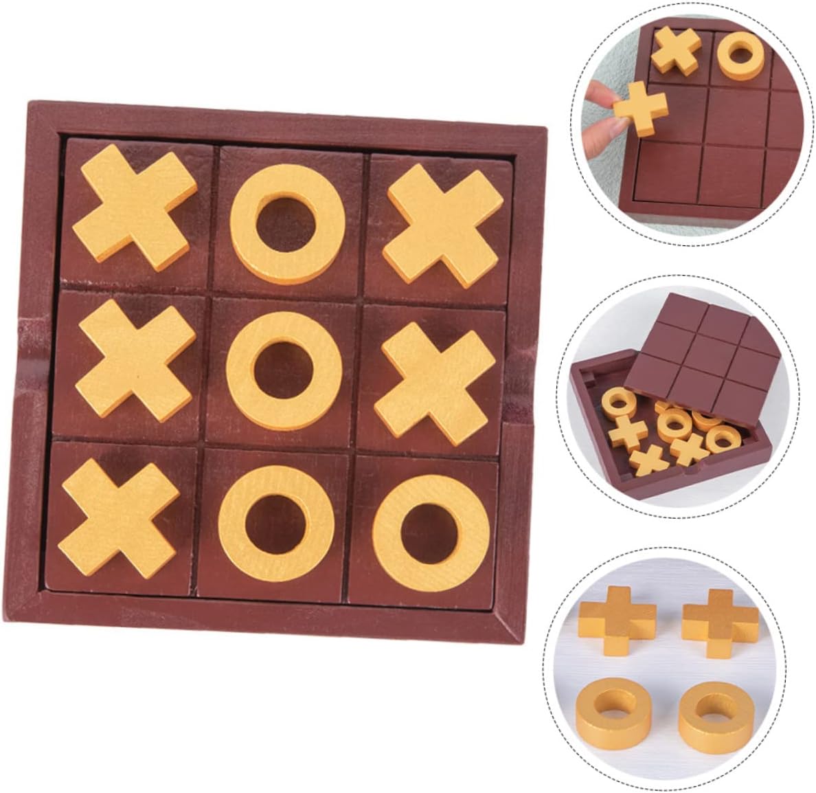 2 Sets Toe Toys Wood Toys Travel Chess Board Travel Gifts Tictactoe Game Pieces Classic Board Games Strategy Kids Chess Board Toy Kids Chess Toy Board Game Chess Toy 3D Bag