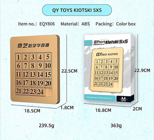 QY Toys 5x5 Klotski Puzzle Magnetic Sliding Number Puzzle ABS Brain Teasers Toy Tangram Jigsaw Intelligence (24-Digit Version)