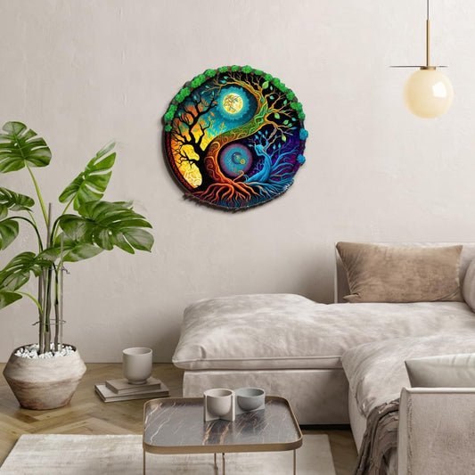 Wooden Puzzles, Sun&Moon Tree Wooden Puzzle for Adults, Unique Wooden Jigsaw Puzzles Pieces, Fun Challenging Tree Puzzles Gifts Perfect Family Game-200pcs-11.8 * 11.8in