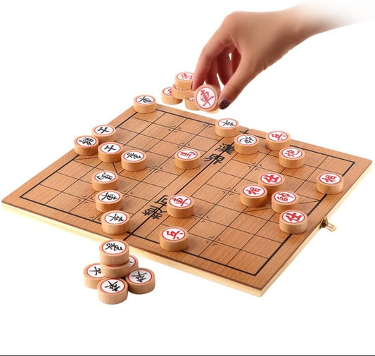 Board Games Chinese Chess Wooden Folding Chess Board Student Portable Chess Intelligent Brain (Color : Brown, Size : 2932cm)