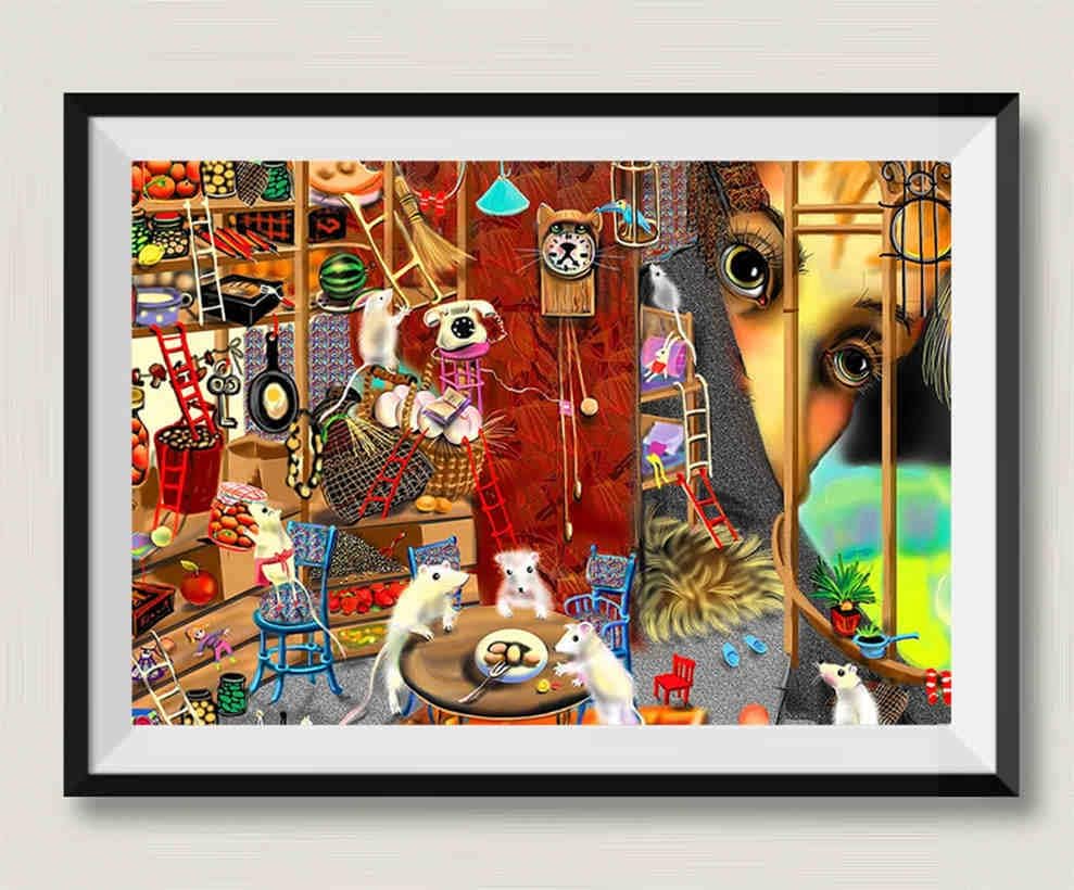 Mouse's Party, 3000 Piece Wooden Puzzle, Gift Educational Game for Boys and Girls