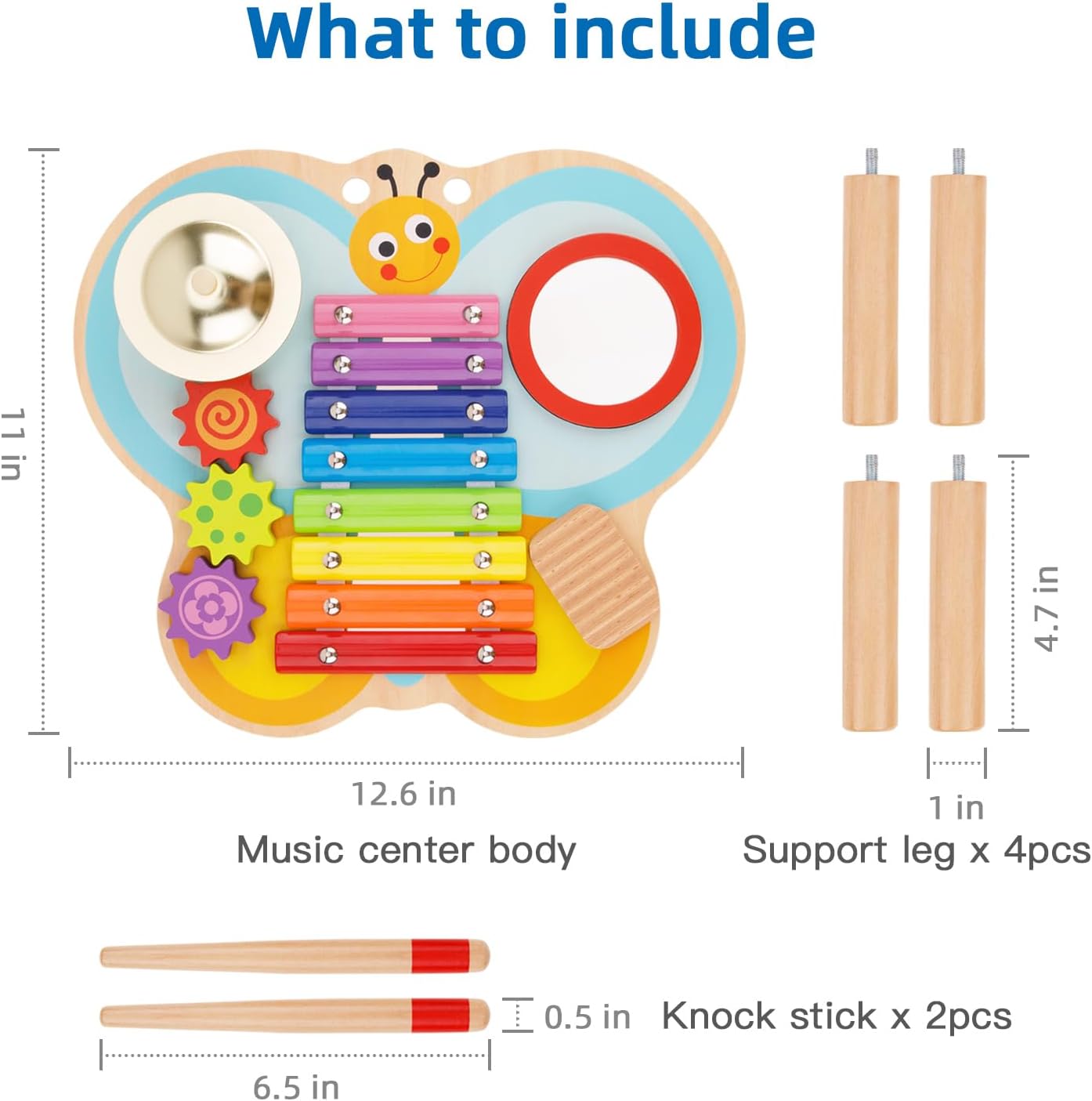 Toddler Toy Musical Instruments,Baby Toys for 1-3 Year Old,Includes Xylophone,Drum,Cymbal, Gifts for 1-3 Year Old Girl