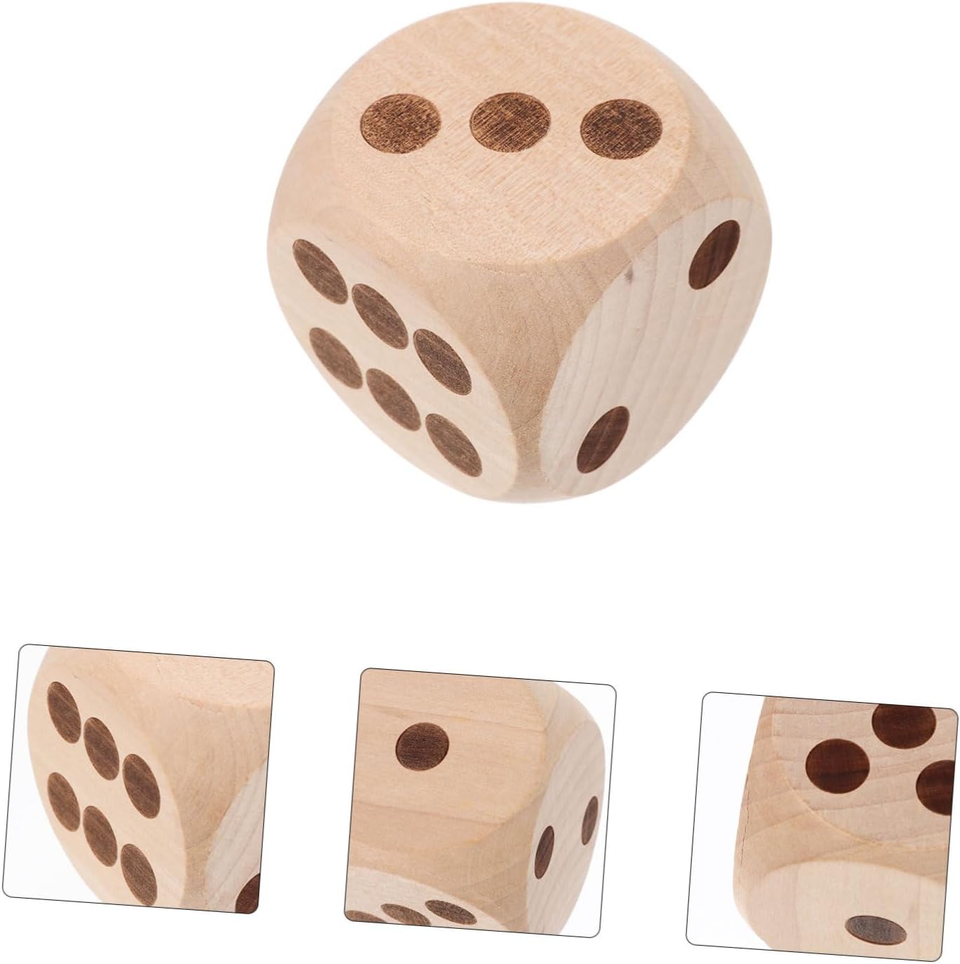 3pcs Large Solid Wood Dice Arts and Crafts Kit Dice for Kids Wooden Dice DIY Blank Dice Natural Wooden Dice Craft Wood Blocks Game Dice Multi-use Wood Dice Portable Wood Dice Wood
