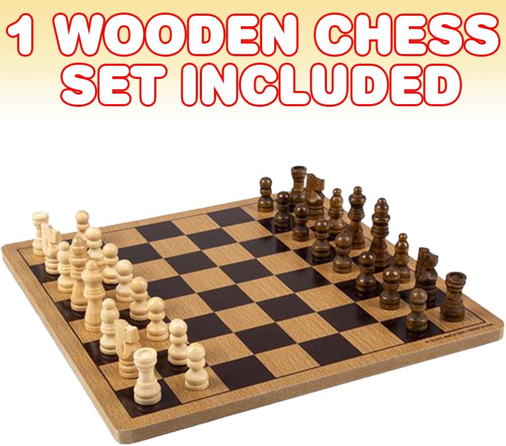 Wooden Chess Board Game, Wood Family Board Game for Game Night, Indoor Fun and Parties, Develops Logical Thinking and Strategy, Best Gift Idea for Kids