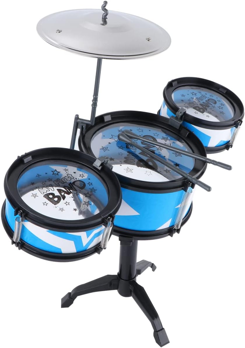 3pcs Drum Set for Kids Childrens Toy Kids Musical Toys Drum Kit Plaything Toy Drum Kit Music Toy Combo Plate Blue Pearlescent Musical Toys Child Instrument Toy Kid Instrument Toy