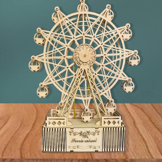 DIY Wooden 3D Puzzle Rotating Ferris Wheel Music Box Boys and Girls Hand Assembled Toys Festival Gift Wholesale