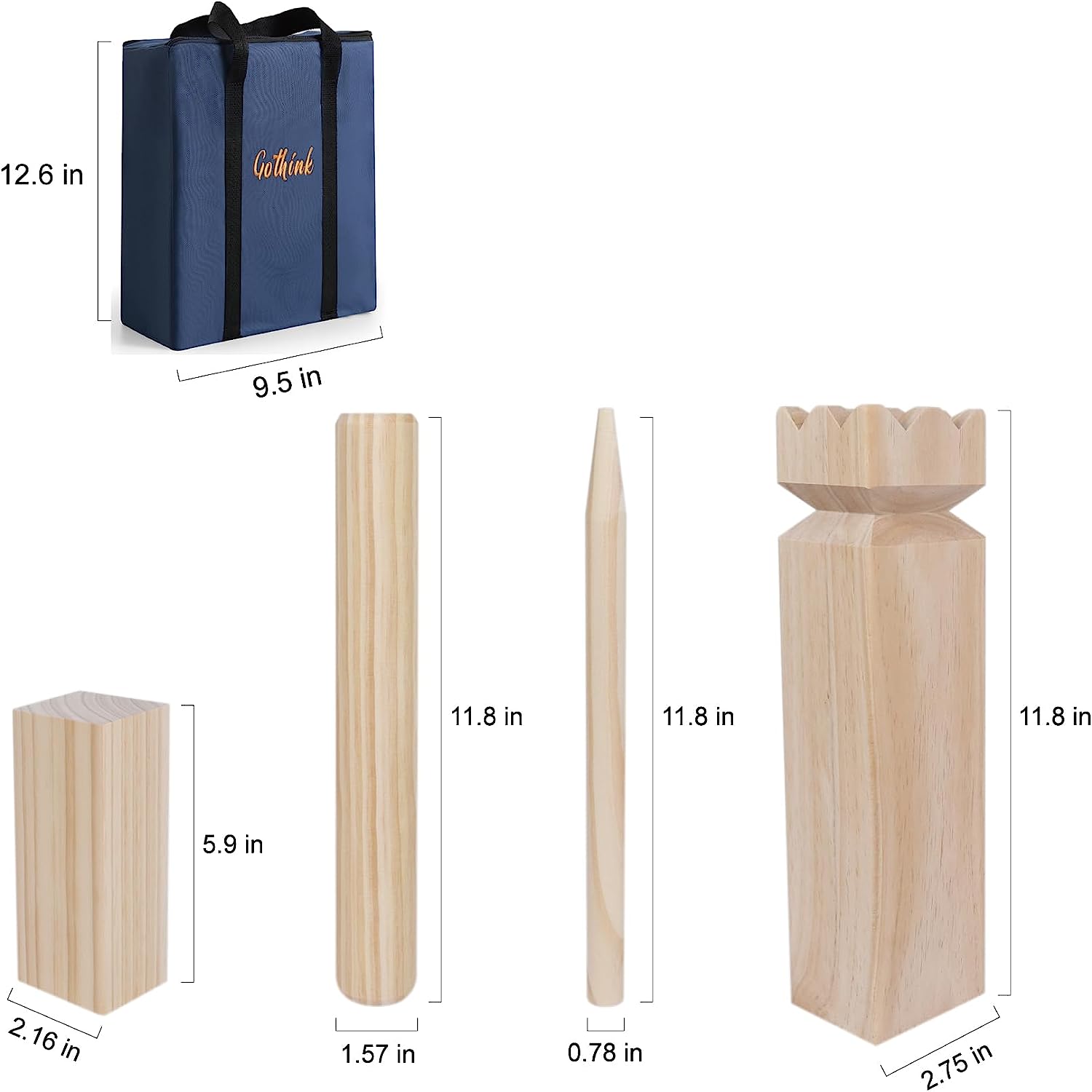 Premium Kubb Game Set, Unleash Fun and Competition with This Classic Strategic Game, Includes Rules and Carry Bag, Perfect for Kids and Adults