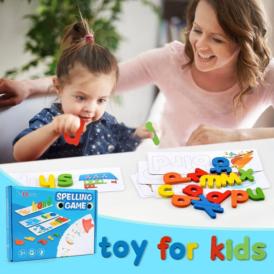 Toddlers Preschool Learning Toys for Girls Boys Age 3 4, Kid Alphabet Spell Educational Game Toy for 3-4 Year Old Girl Boy Baby Birthday Gift Kindergarten Sight Word Letter Puzzle Toys for Girl Boy