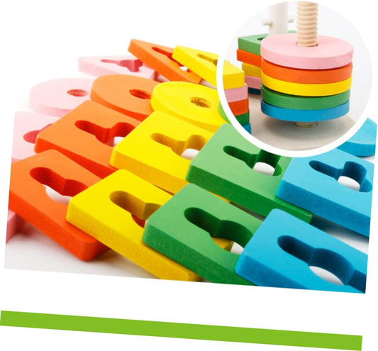 1 Set Animal Toys Building Blocks for Kids Wooden Animal Toys Kids Blocks Building Block Toy Wooden Toy Four Sets of Columns Puzzle Bamboo Child Toys for Kids Educational Toy