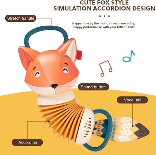 Kids Cartoon Toy Baby Accordion Toy , Early Music Educational Toys Music Enlightenment Fox Design, Suitable for Age 1 +