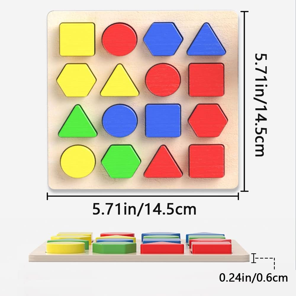 Sensory Board Game with Wooden Shapes – Educational Toy for Toddlers – Shape and Color Matching Game - 2 Players – Includes Bell, Scoreboard, Cards, and Peg Game