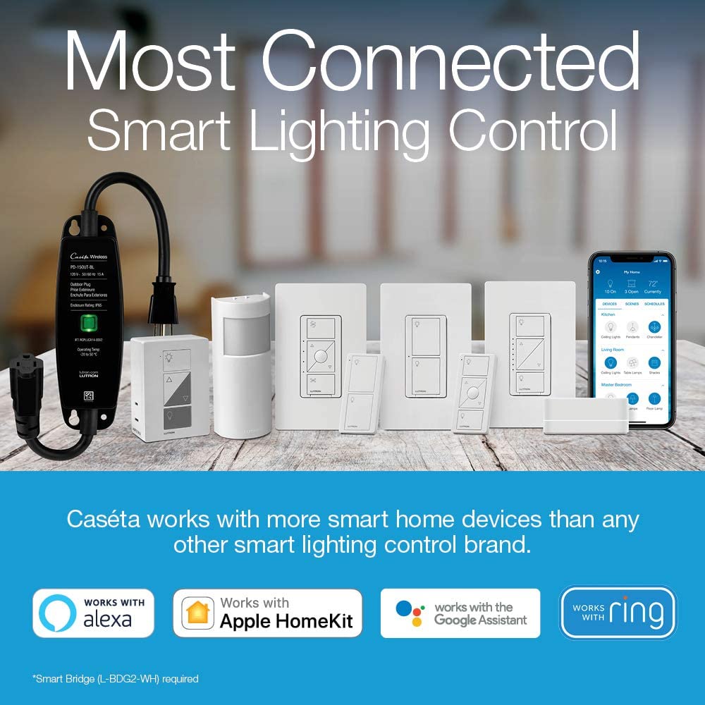 Caséta Wireless Smart Lighting Dimmer Switch and Remote Kit | P-PKG1W-WH