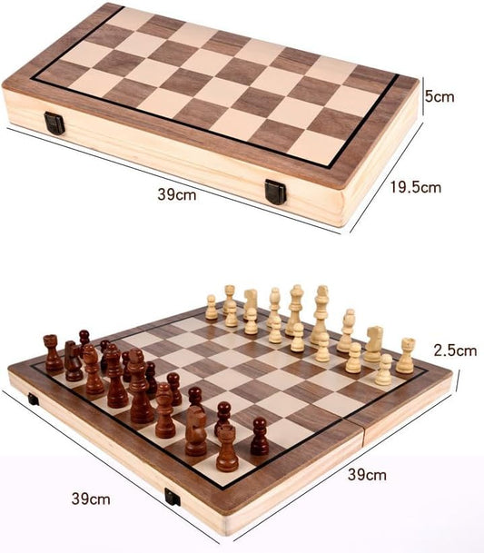 Wooden Chess Set - Classic Board Game for Adults and Kids