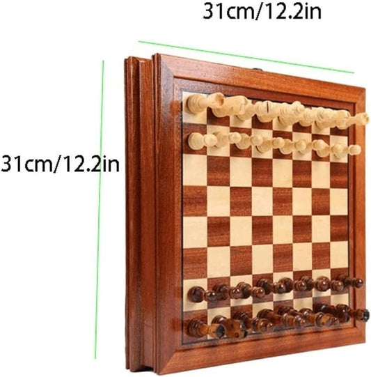 Chess Game Set Chess Set Chess Board Set 12.2X12.2in Chess Set Solid Wood Board with Drawer Magnetic Chess Game Chess, for Home Gift Chess Board Game Chess Game