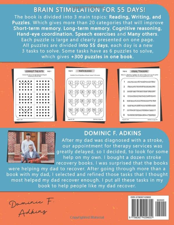 Stroke Recovery Activity Book: Workbook for Traumatic Brain Injury & Aphasia Rehabilitation: Memory Games for Adults and Seniors: Gifts for Stroke Recovery