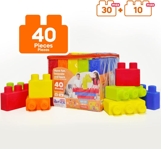 MAX 40 (30+10) Pieces of Foam Rubber Construction MAX Blocks. Creative, Educational, Safe and Fun Toy for Children