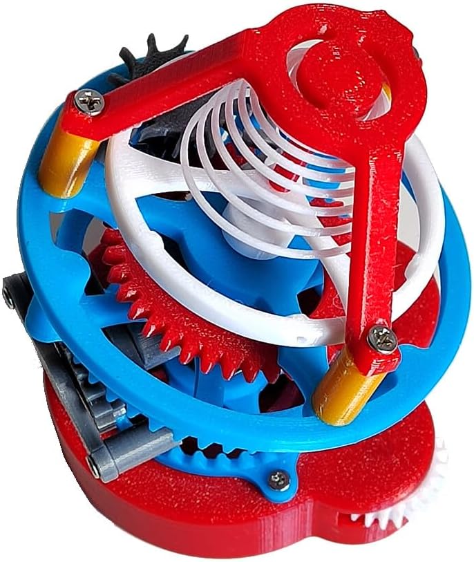3D Printed Tilt-Angle Assembly Model, Technic Tourbillon Double-Ring Flywheel Educational Toys Desk Ornament Science Project Craft Creative Gift for Adults Kids