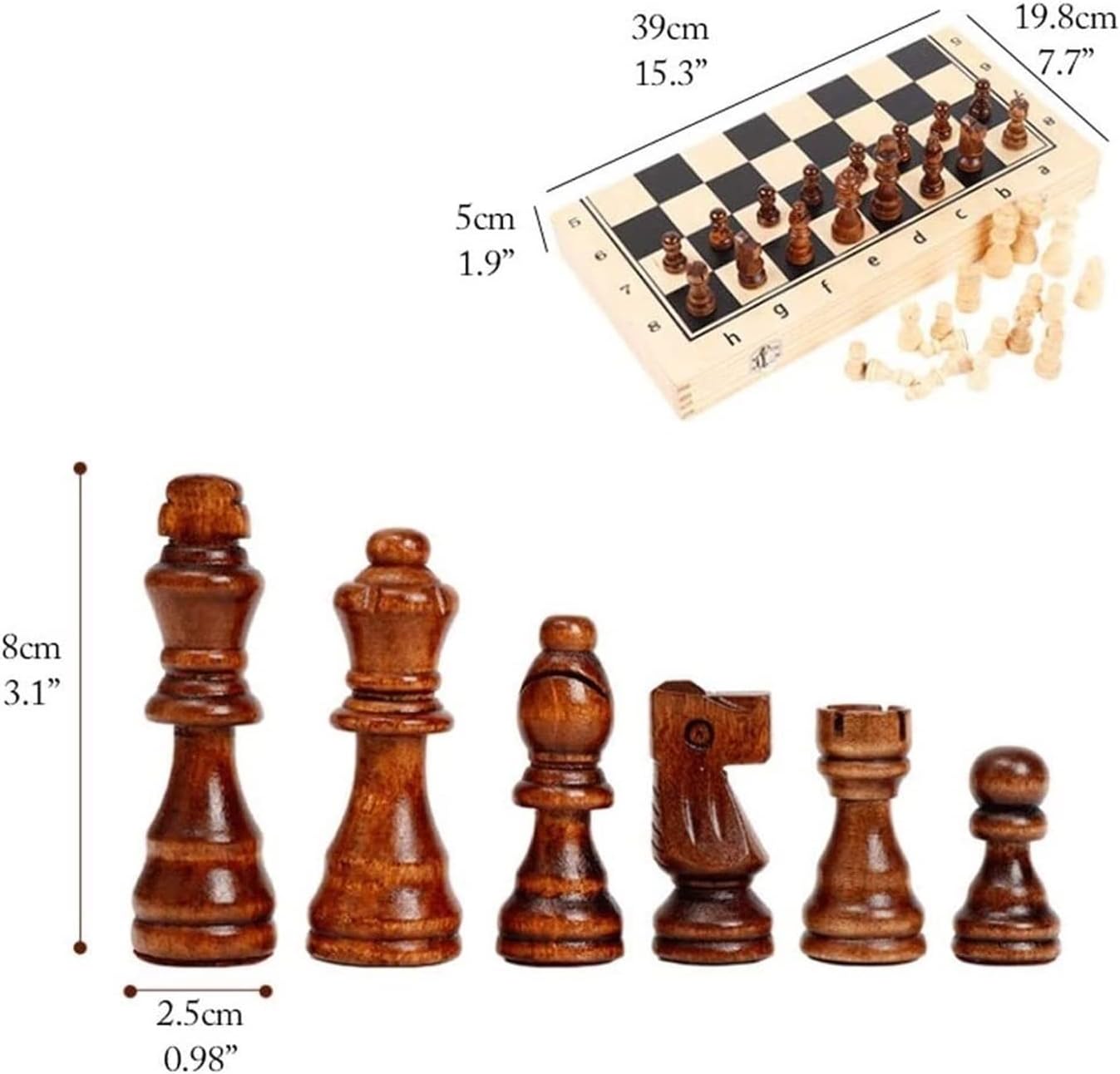 Chess Game Set Chess Set Chess Board Set Classic Chess Set 15" X 15"，Wooden Chess Set with Folding Chess Board, Chess Pieces Storage Box Chess Board Game Chess Game