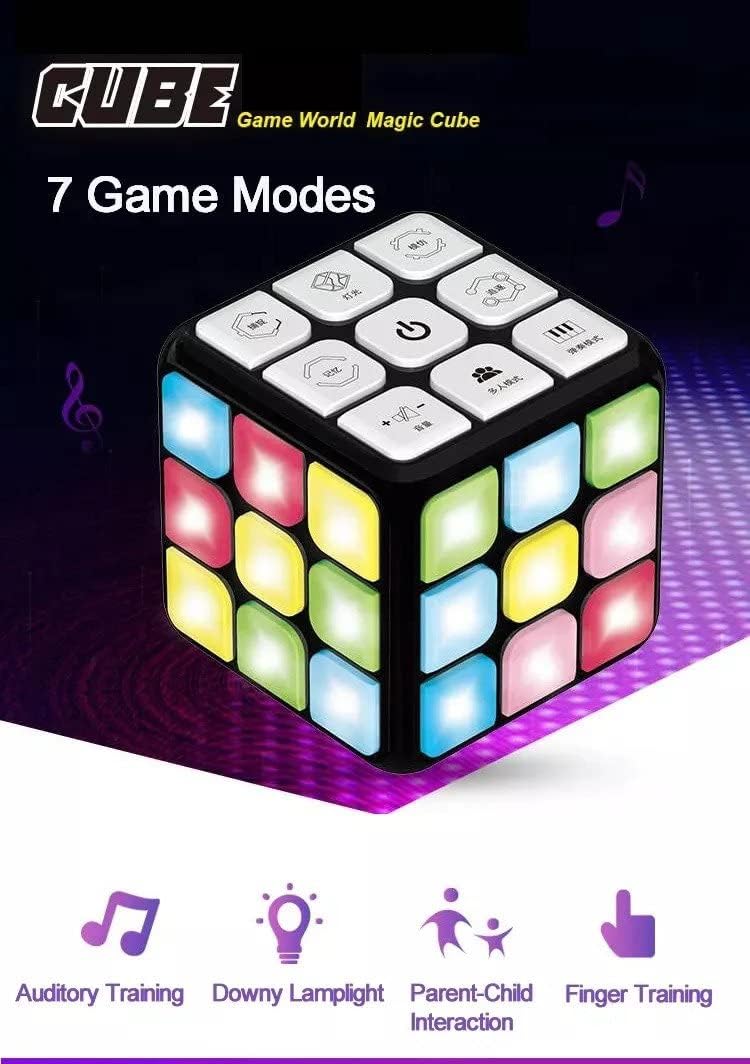 Flashing & Muscial Smart Puzzle Game Cube - Memory Brain Training & Educational Toy with 7 Amazing Modes for Kids and Adults- 2023