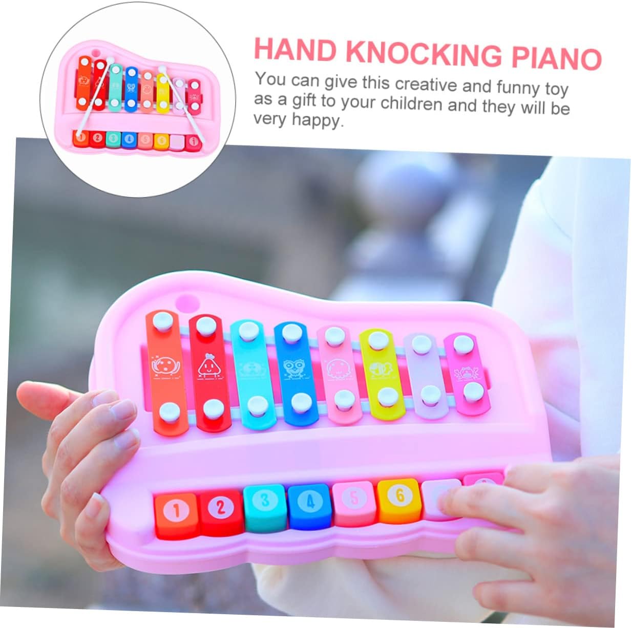 1 Set Octave Hand Percussion Kids Educational Toys Baby Piano Kids Musical Instruments Stainless Steel Pink Funny Musical Toy Hand Knocking Piano Music Knocking Toy Dedicated Child