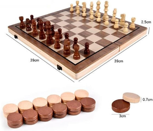 Chess Game Set Chess Set Chess Board Set 15.3 Inches 2 in 1Chess Board Games，Magnetic Wooden Chess and Checkers Game Set Chess Board Game Chess Game