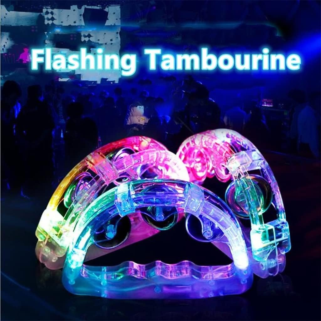 YUTR Flashing Tambourine LED Light Up Sensory Toy Musical Shaking Noisemakers Concert Wedding